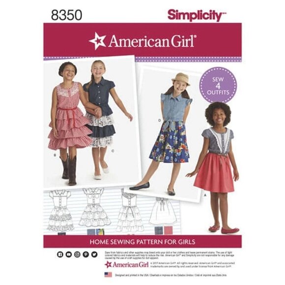 Simplicity Sew Pattern 8350 Childs Dress Size 3-8 American Girl - Picture 1 of 5